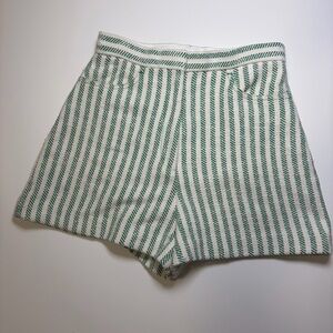Sandro High Waist Green Striped Shorts
